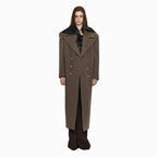 YCH DOUBLE-BREASTED WOOL COAT BROWN (W24CT1041BR)