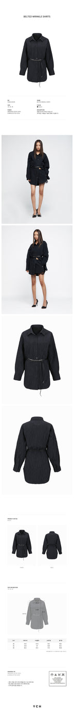 YCH BELTED WRINKLE SHIRTS BLACK (R25BL4061BK)