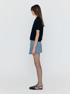 EENK WENETA Asymmetric Front Denim Mini Skirt - Grey Blue