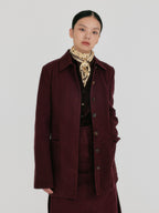 EENK ZUY Denim Utility Jacket - Burgundy