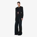 YCH HIGH-WAIST LAYERED JEANS BLACK (F24DB7081BK)