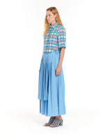 EENK URIAH Tweed Crop Shirt - Blue Multi