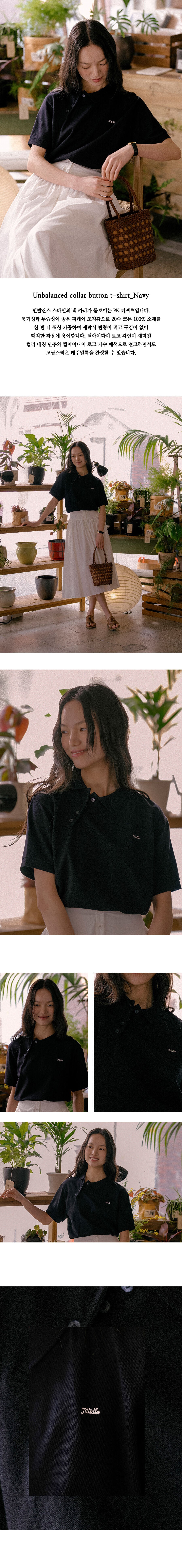 TILLIDIE Unbalanced collar button t-shirt TISU01TS15_Navy