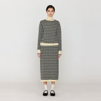 EENK EENK Gingham Check Knit Midi Skirt - Black/Ivory