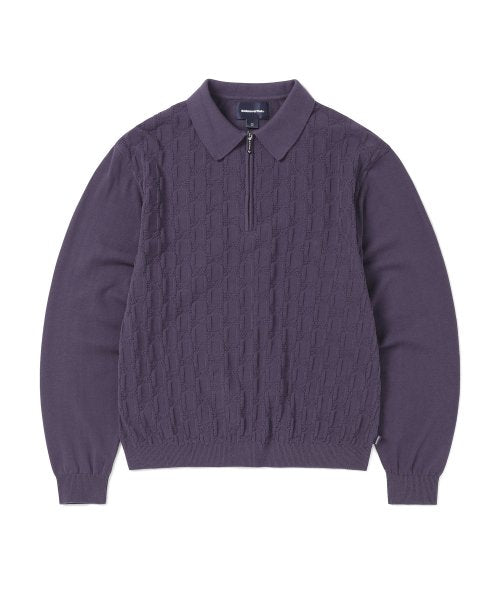 THISISNEVERTHAT THISISNEVERTHAT Cable Knit Zip Polo Violet