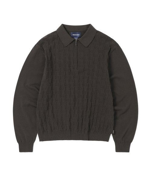 THISISNEVERTHAT THISISNEVERTHAT Cable Knit Zip Polo Unisex