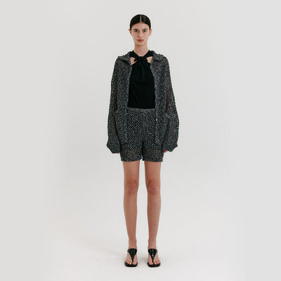 Chunky Knit Shorts - Black