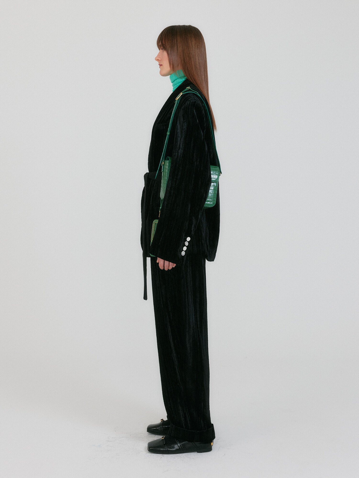 EENK ZOVIET Shawl Collar Single-Button Jacket - Black