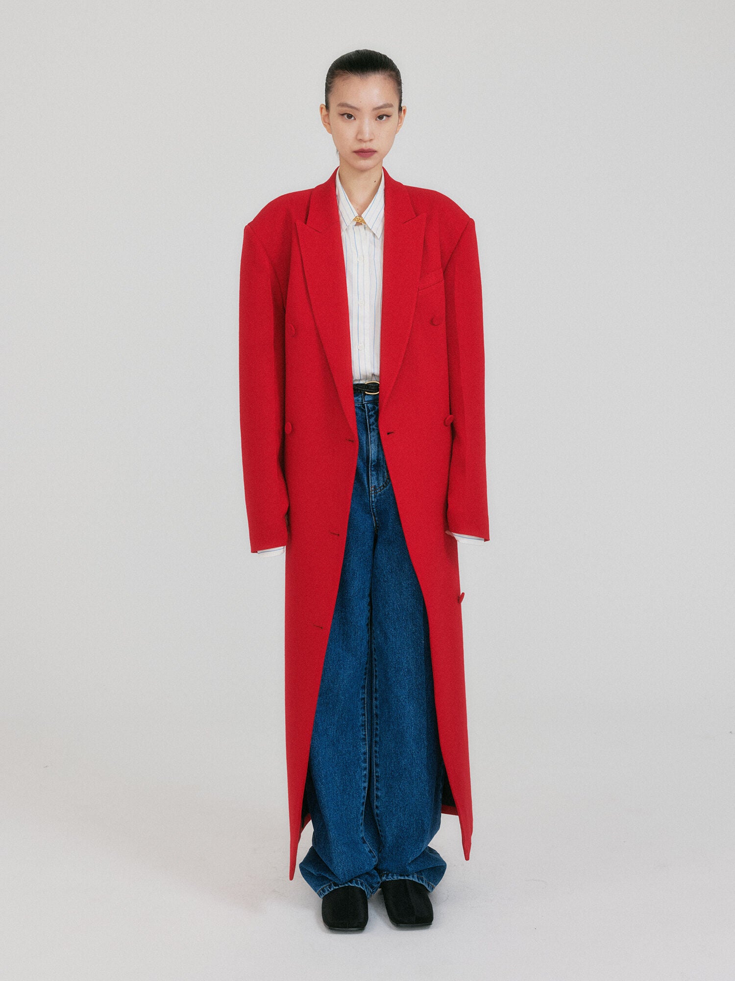 EENK ZABELLE Double-Breasted Coat - Red