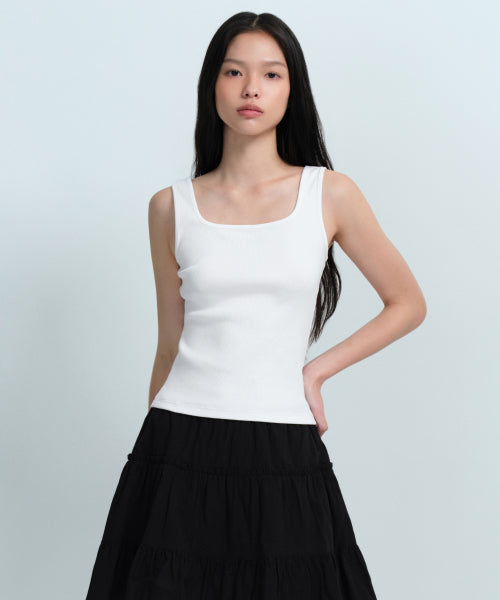 MUSINSA STANDARD WOMAN MUSINSA STANDARD WOMAN Women's Square Neck Tank Top (White)