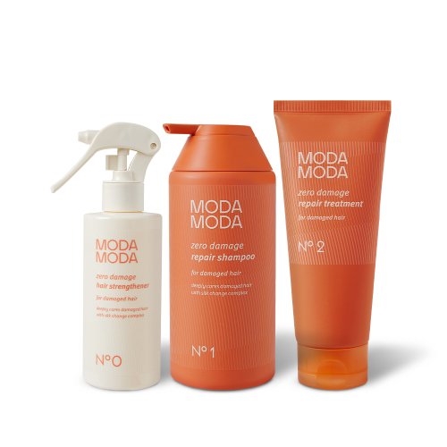 MODAMODA Zero Damage Repair Shampoo 500g + Repair Treatment 200g + Hair Strengthener 200g