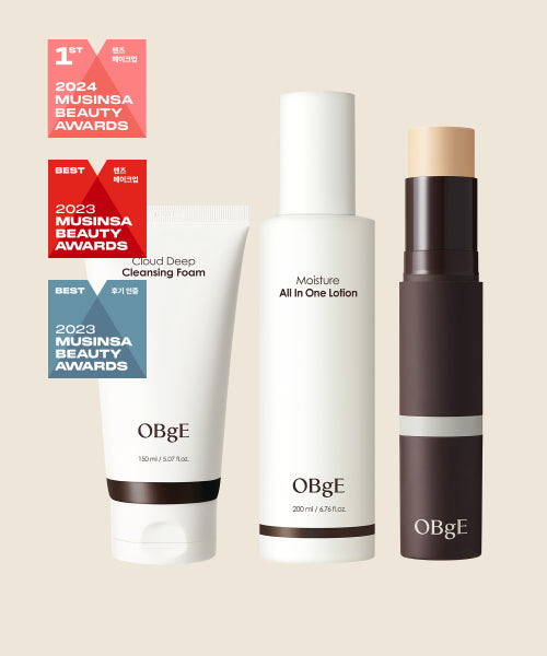 OBGE Natural Cover Foundation + Moisture All-in-One Lotion + Cloud Deep Cleansing Foam Set