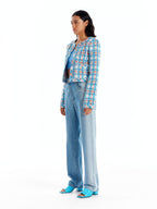 EENK UNEVA Asymmetric Front Denim Pants - Denim Blue