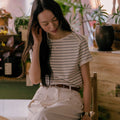 TILLIDIE Bunny half sleeve volume ringer t-shirt_Melange