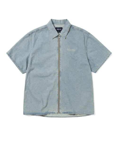 THISISNEVERTHAT THISISNEVERTHAT Washed Denim Zip Shirt Washed Blue