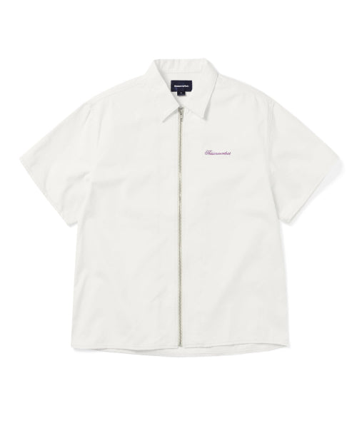 THISISNEVERTHAT THISISNEVERTHAT Washed Denim Zip Shirt Off White
