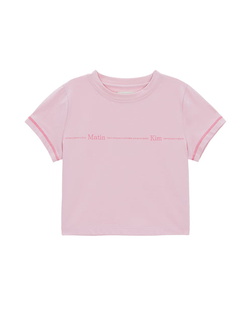 MATIN KIM MATIN KIM T-Shirt Crop Top in Pink