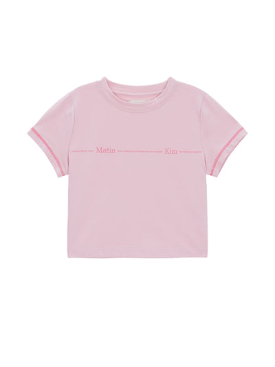 MATIN KIM T-Shirt Crop Top in Pink