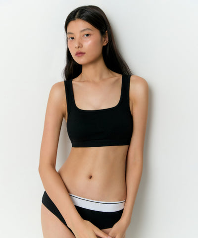 MUSINSA STANDARD WOMAN Women's Square Neck Cotton Bra Top Black
