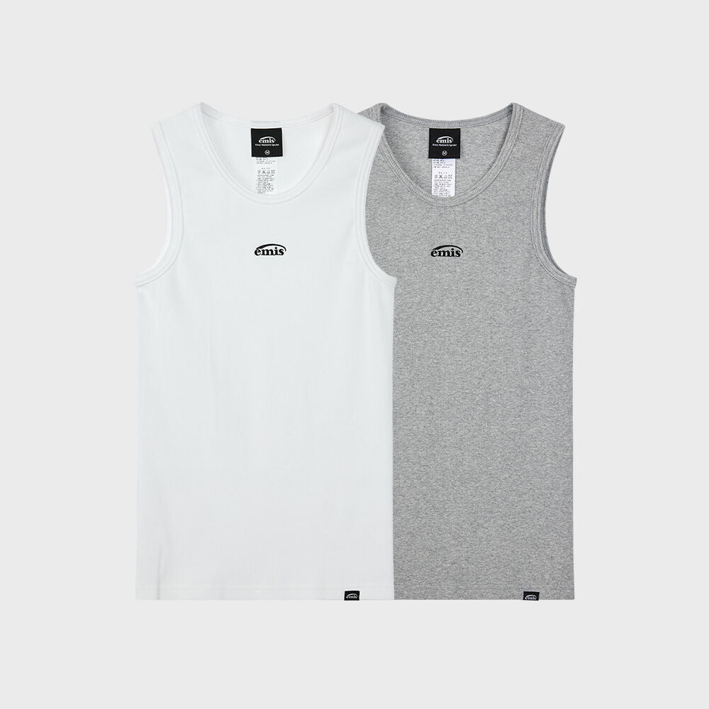 EMIS TWO PACK SLEEVELESS-WHITE/GRAY
