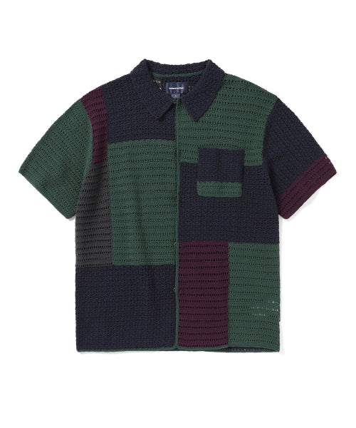 THISISNEVERTHAT THISISNEVERTHAT Block Crochet Knit T-Shirt Navy