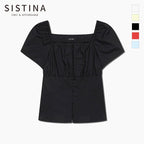 SISTINA Cotton square neck shirring blouse_AWWBLQ21100