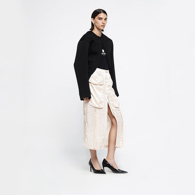 WRINKLE CARGO SKIRT PALE BEIGE (R25SK6061PE)