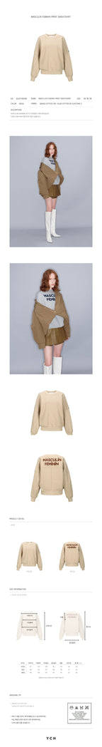YCH MASCULIN FEMININ-PRINT SWEATSHIRT BEIGE (W23TO901BE)