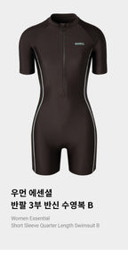 BARREL BARREL Women's Essential Short Sleeve Swimsuit B Deep Brown