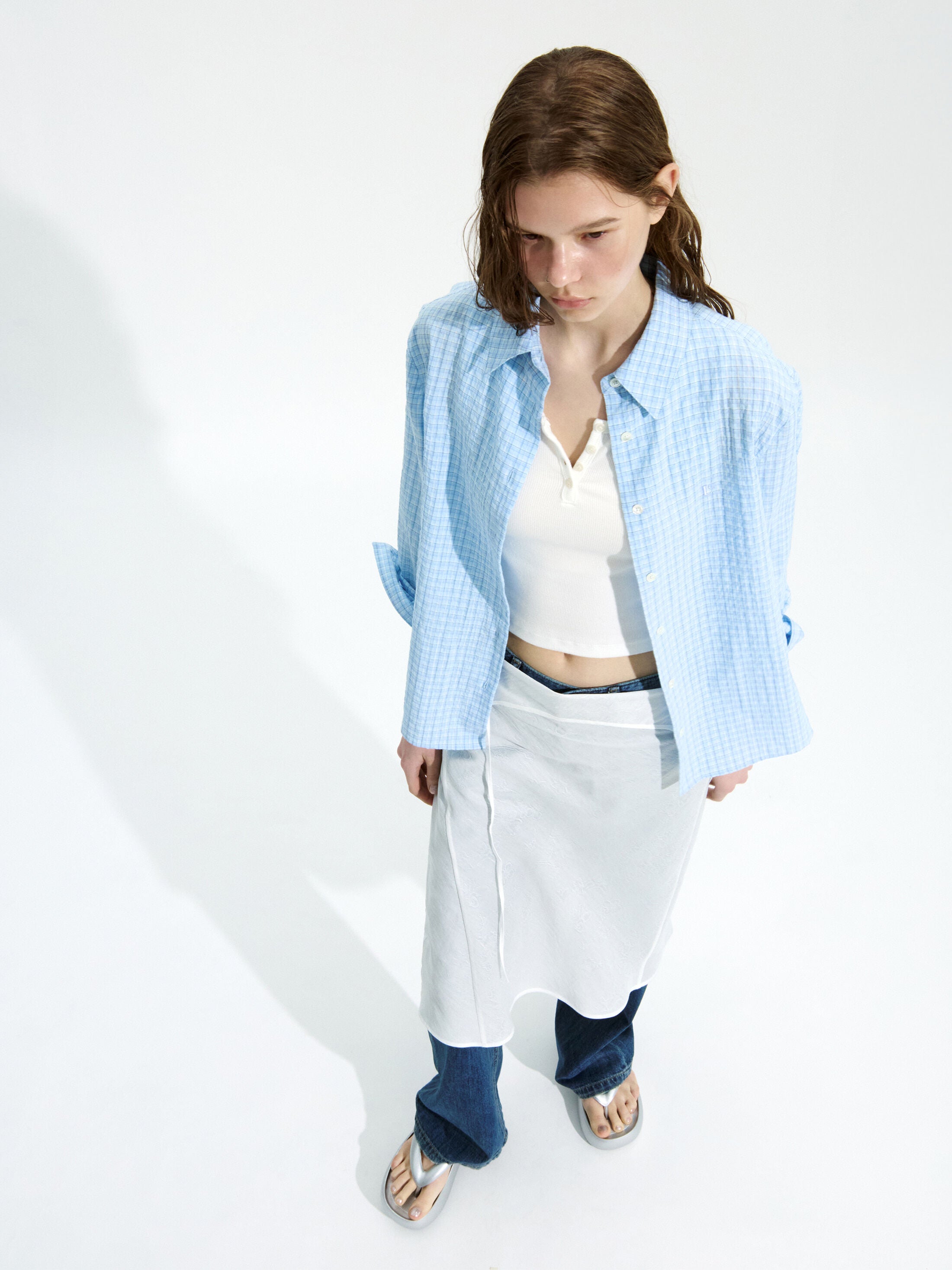 LOW CLASSIC Lc CHECKED REGULAR-FIT SHIRT_SOFT BLUE_LC252SH06B2
