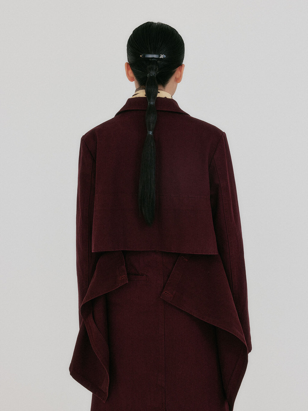 EENK ZUY Denim Utility Jacket - Burgundy