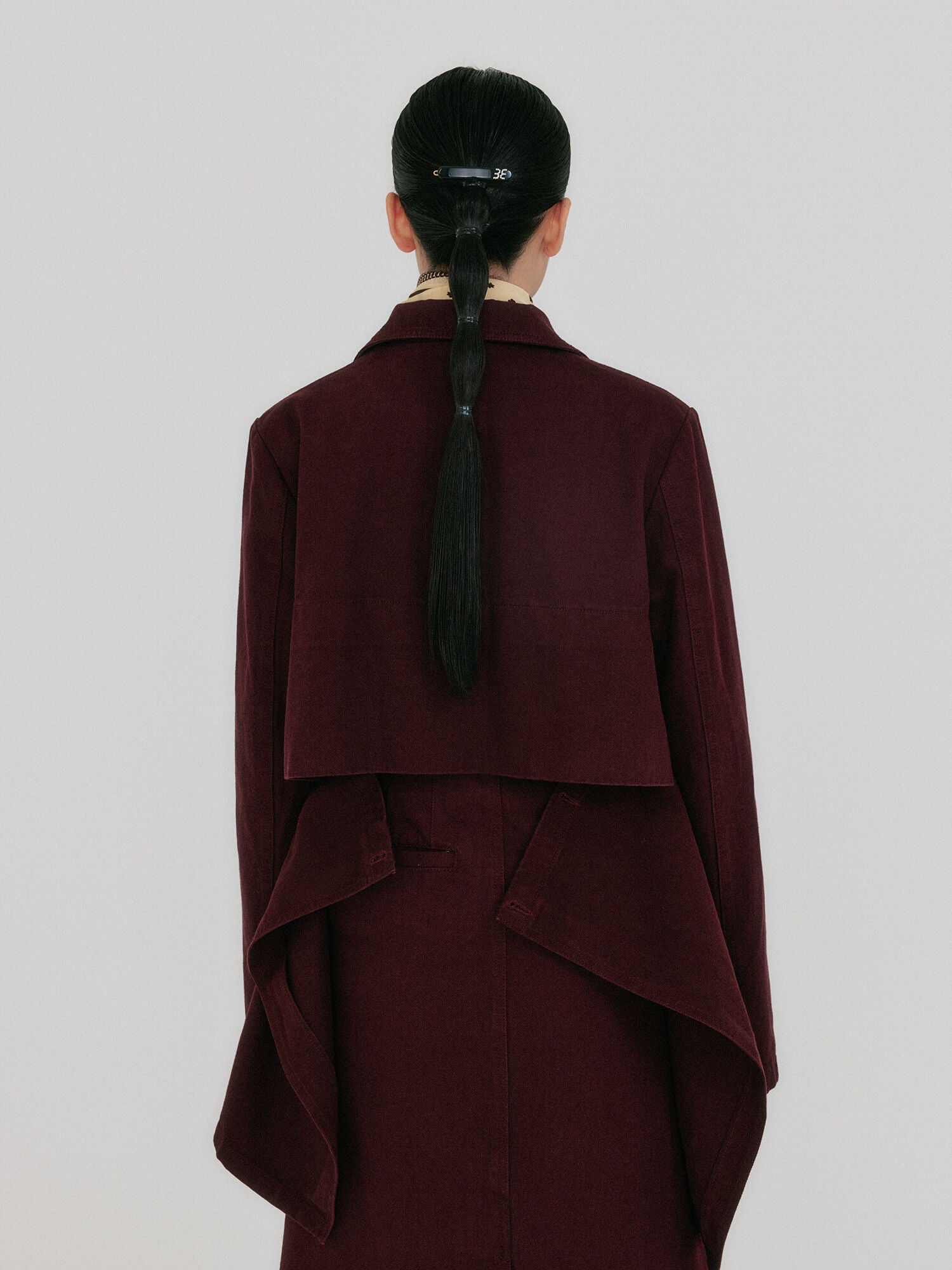 EENK ZUY Denim Utility Jacket - Burgundy