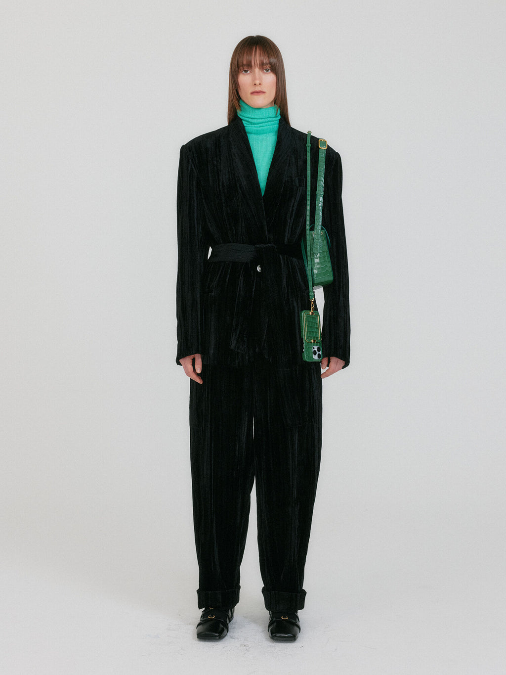 EENK ZOVIET Shawl Collar Single-Button Jacket - Black