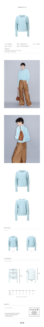 YCH TRIMMED KNIT TOP SKY BLUE (W23KT801SB)