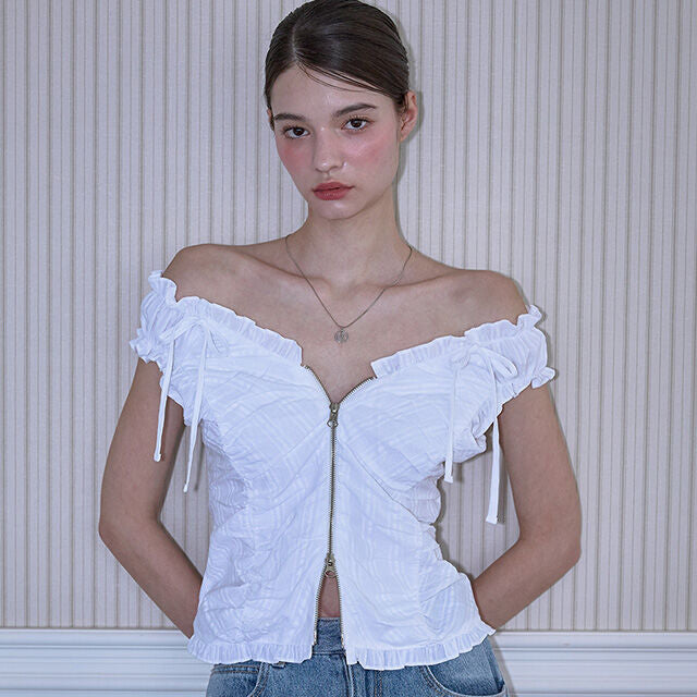 RoséFrantz Two-way Frill Ribbon Sleeveless [White]