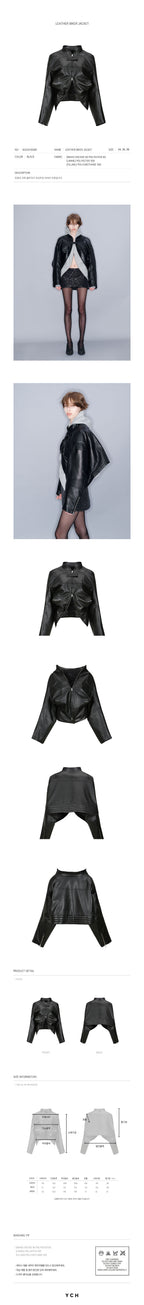 YCH LEATHER BIKER JACKET BLACK (W23JK105BK)