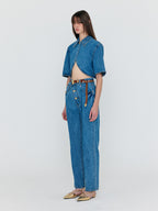 EENK EENK WENEVA Asymmetric Front Denim Pants - Blue