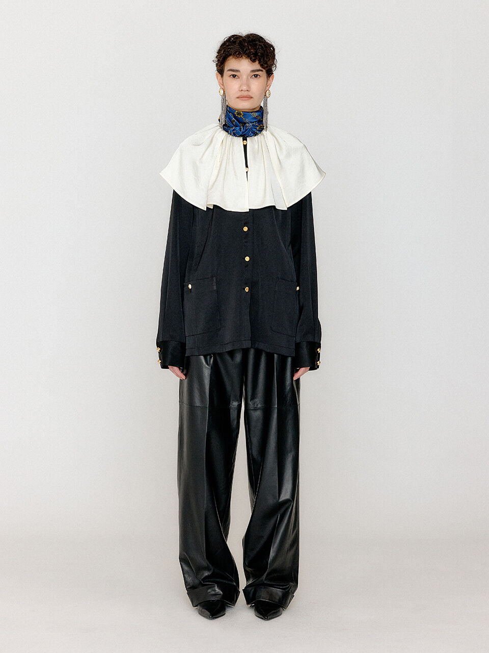 EENK EENK Blouse Big Collared - Black/Ivory