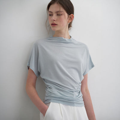 Druff shirring t-shirt sky blue