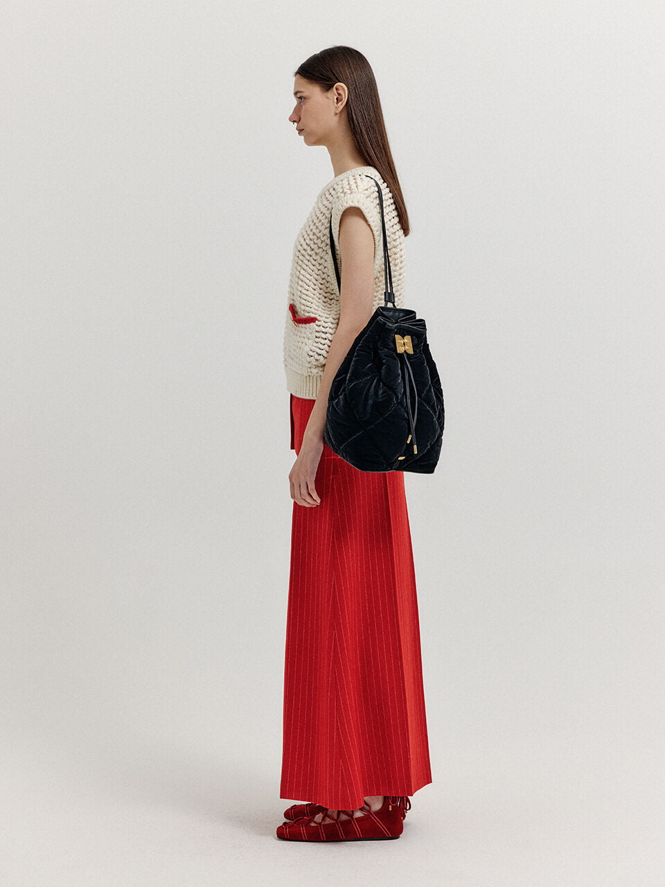 EENK EENK XEEY Pocket Knit Vest - Cream/Red