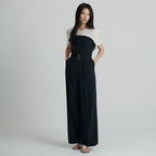 SATIN SATIN Jumpsuit Frill Bustier Layered Belt