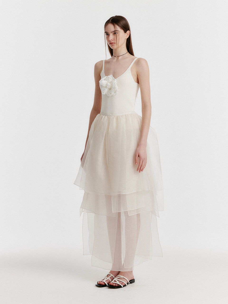 EENK YET Triple Layered Long Skirt - OIvory