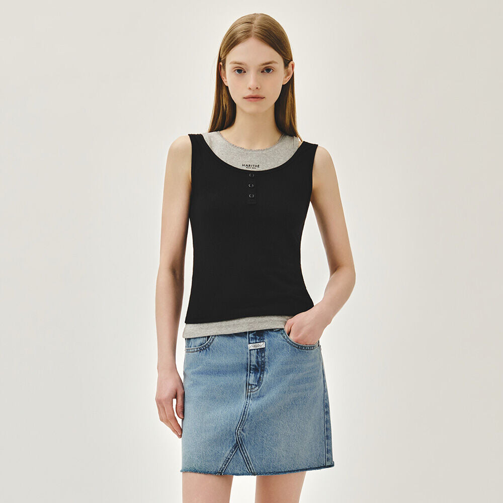MARITHÉ+FRANҪOIS GIRBAUD W LAYERED SLEEVELESS black