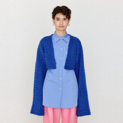 EENK VOLERO Bolero Knit Cardigan - Blue