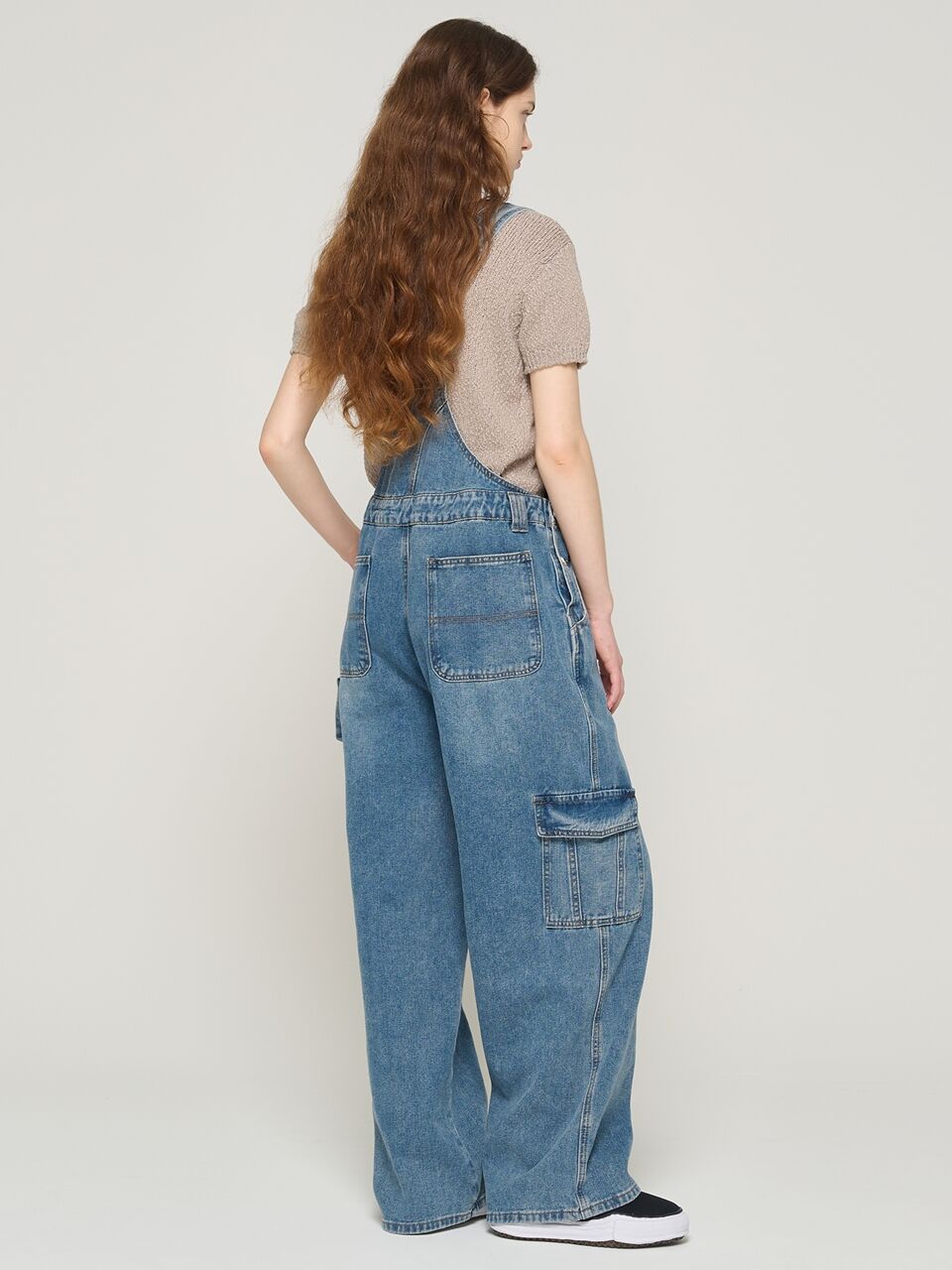 CARGOBROS CARGOBROS Denim Cargo Overall Pants (Medium Blue)