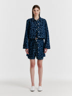 EENK YINI Cropped Denim Jacket - Navy