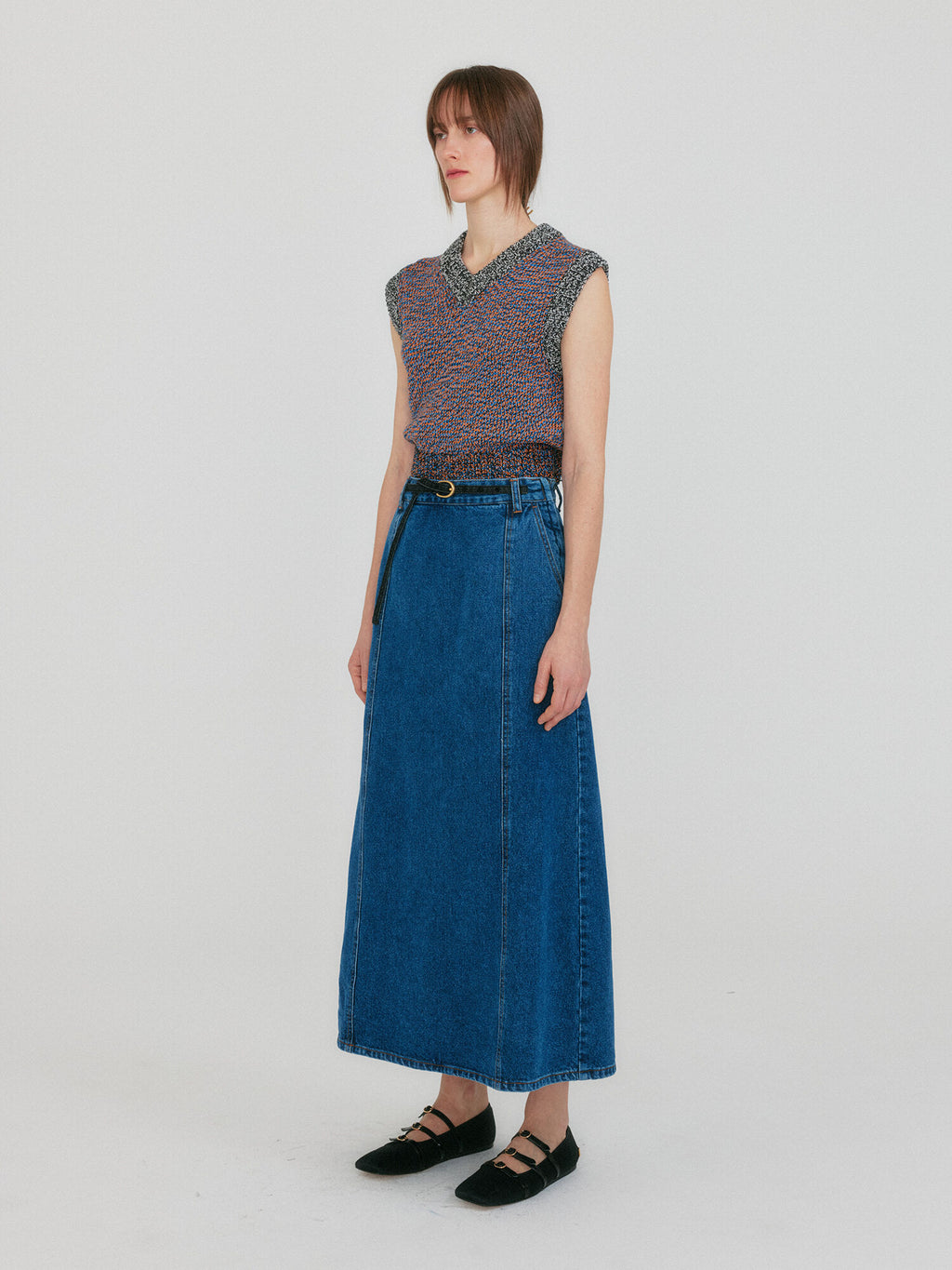 EENK ZIKKI V-neck Knit Vest - Orange/Blue Multi