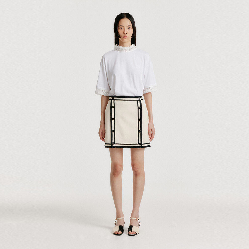 EENK EENK Contrast Mini Skirt - Ivory