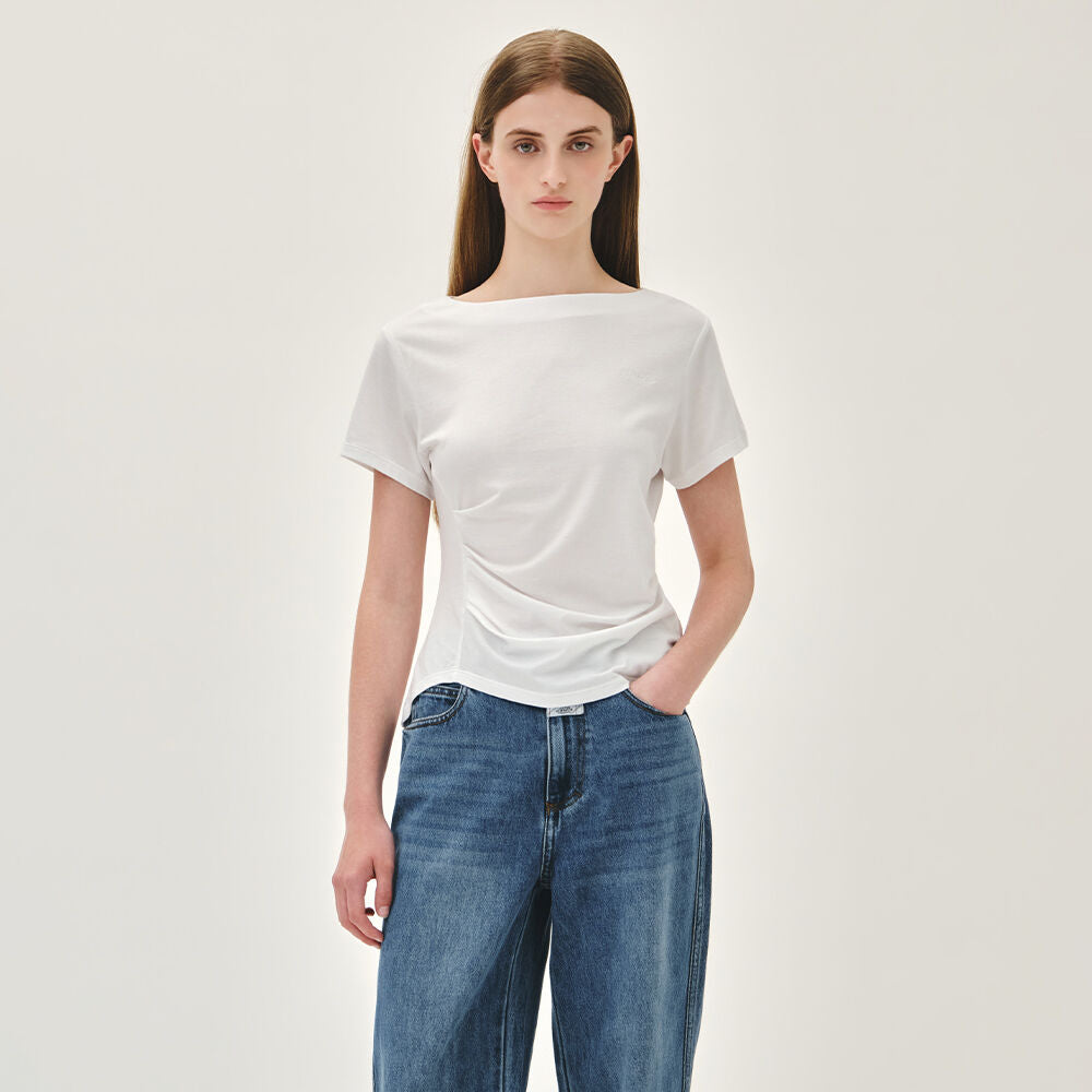 MARITHÉ+FRANҪOIS GIRBAUD W WAIST SHIRRING TEE white