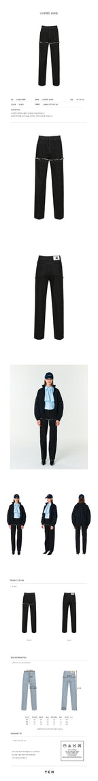 YCH LAYERED JEANS BLACK (F23DB709BK)